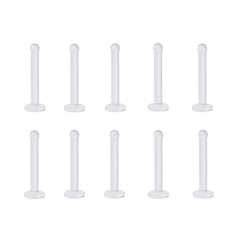 Pierced Owl Set of 10 Clear Bioflex Flat Head Nose Stud Retainers (18GA (1mm)) - Image 1